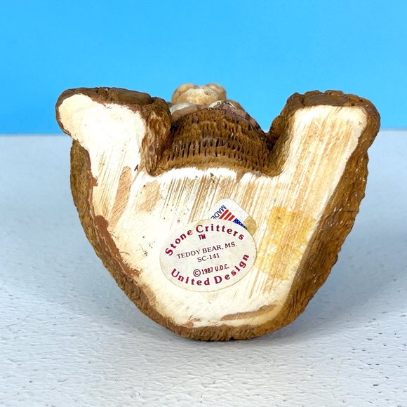 Beautifully Detailed Vintage 1987 United Design Stone Critters 4" Ms Teddy Bear - Picture 5 of 6